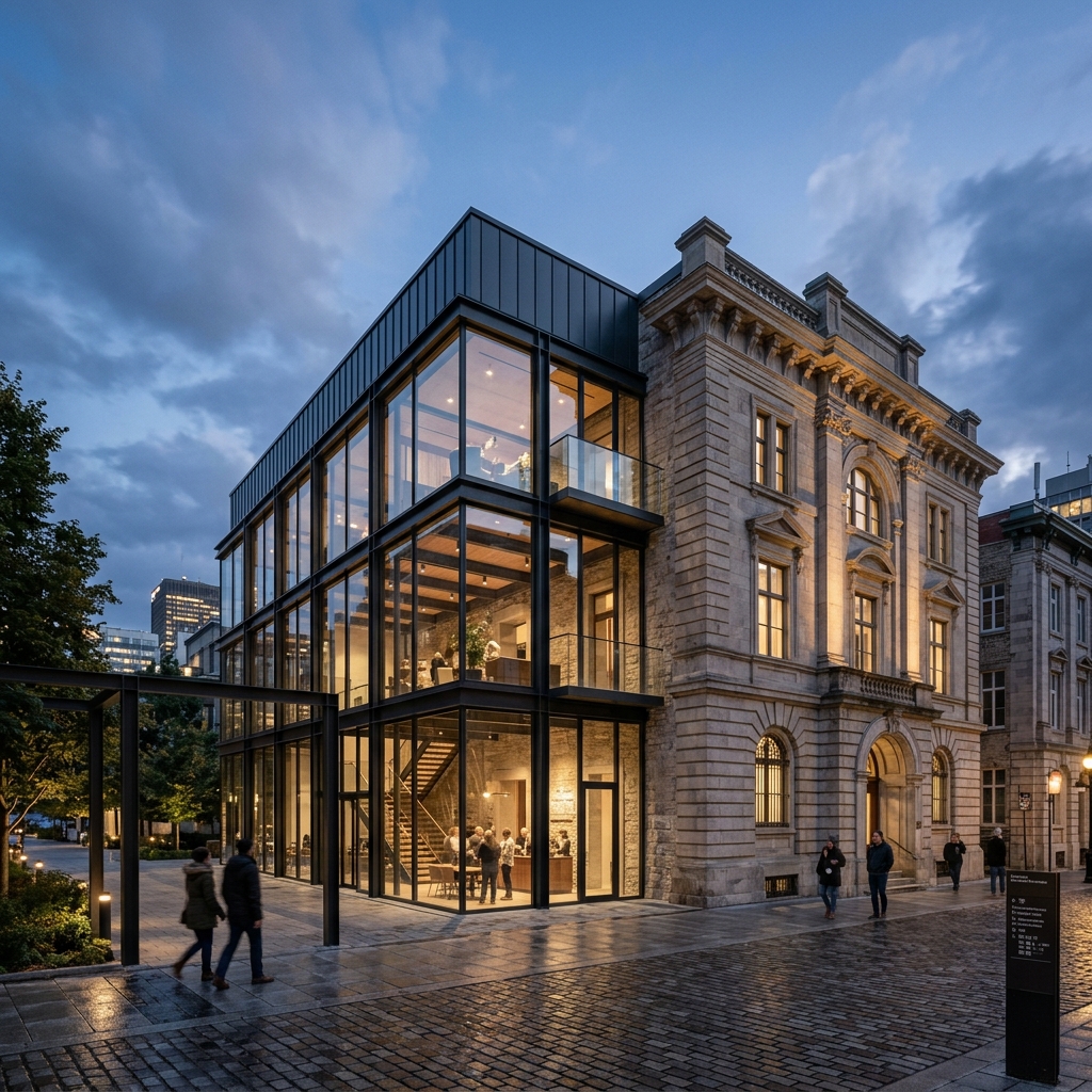 Classic Facade Integrated with Modern Architecture